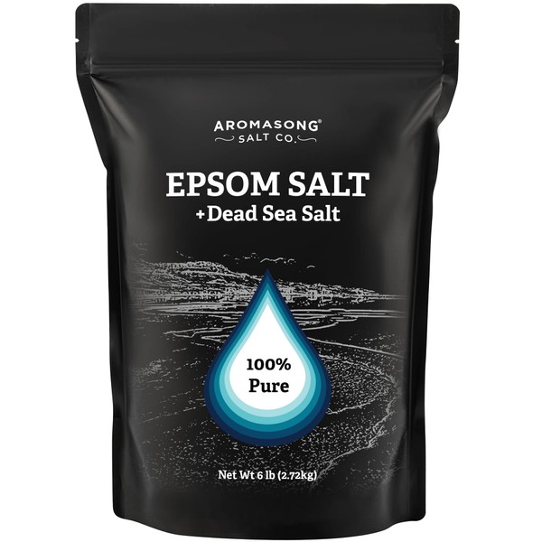 Aromasong Dead Sea Salt for Soaking with 100% Pure Epsom Salt - Bath Salt, Foot & Muscle Soak - Bulk 6 Lb.