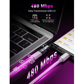 VAFOTON 240W USB C Magnetic Adapter, 9Pin Magnetic USB C Adapter (2 Pack), 540° Rotation USB C to Typ C Magnetic Adapter, Supports PD 240W 5A Quick Charge and Data Transfer, For MacBook/Laptop/Tablet