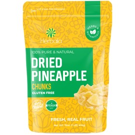 Herbaila Herbaila Dried Pineapple Chunks, 1 Pound. Dehydrated Pineapple Chunk, Dehydrated Pineapple Bulk, Dried Pineapple Bits. All Natural, Non-GMO, Lightly Sweetened Dried Pineapples, 16 oz.
