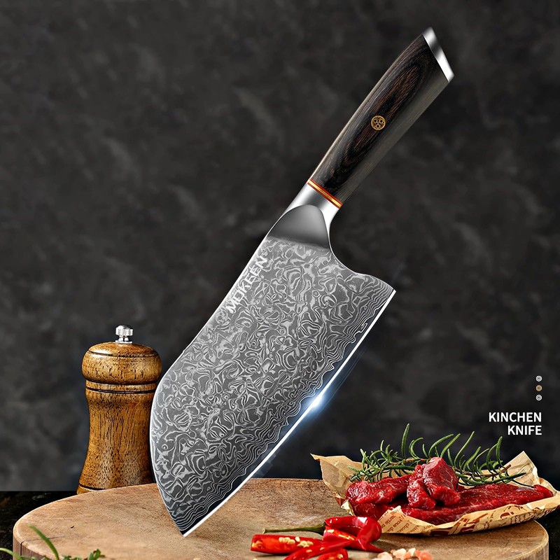 MOKEEN Cleaver Knife 7 Inch, 67 Layers VG10 Damascus Steel