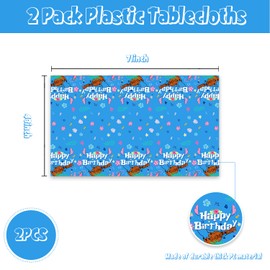 rabofly 2Pcs Cartoon Party Tablecloth for Cartoon Animation Birthday Decorations Table Cover Party Supplies for Baby Shower Birthday Party Decorations