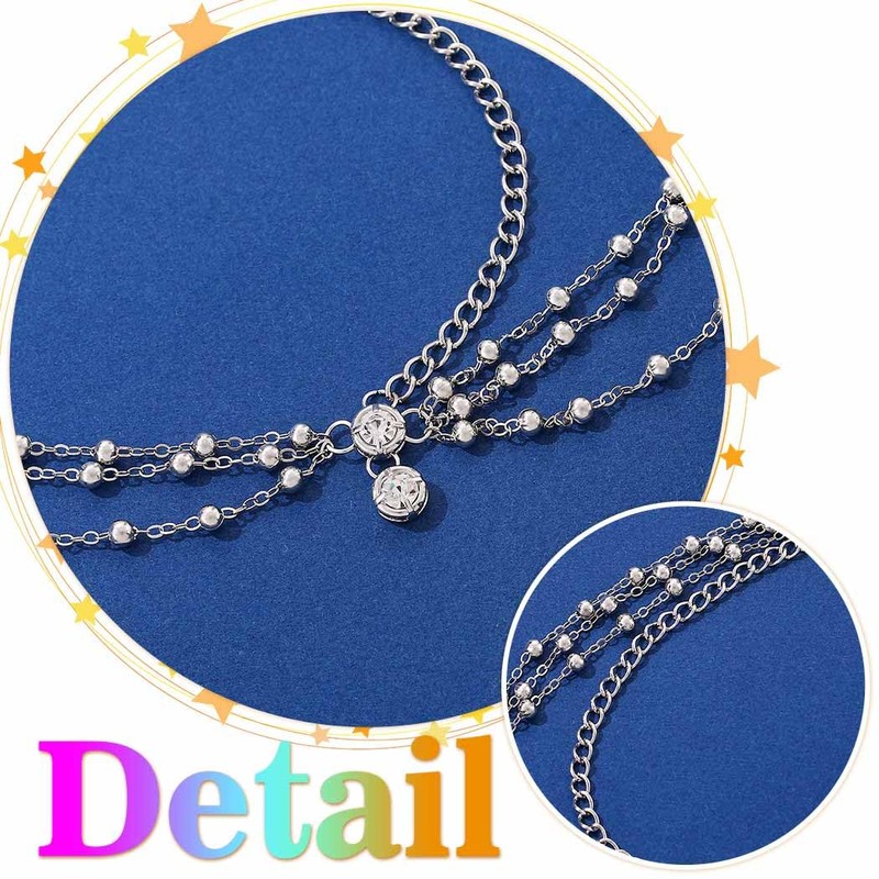 GORTIN Rhinestones Head Chain Headpiece Silver Bride Wedding Forehead Hair