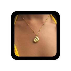 Allereya Boho Spiral Conch Necklace Conch Shell Pendant Necklace Ocean Shells Pendent Necklaces Gold Shell Choker Necklaces Jewelry for Women