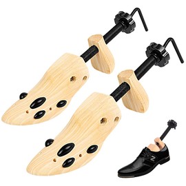 Vivva 2 Way Wooden Shoe Stretchers, 1 Pair of Wooden Shoe Trees Adjustable Length & Width,Premium Professional Shoe Shaper Unisex Expander with 4 Bunion Plugs for Men and Women-EU:38-41