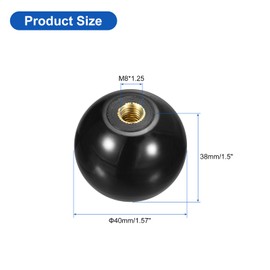 QUARKZMAN Threaded Ball Knobs, M8 Female Thread Duroplast Ball Knob 40 mm Diameter Round Operating Ball Handles with Copper Insert for Machine Lever, Black