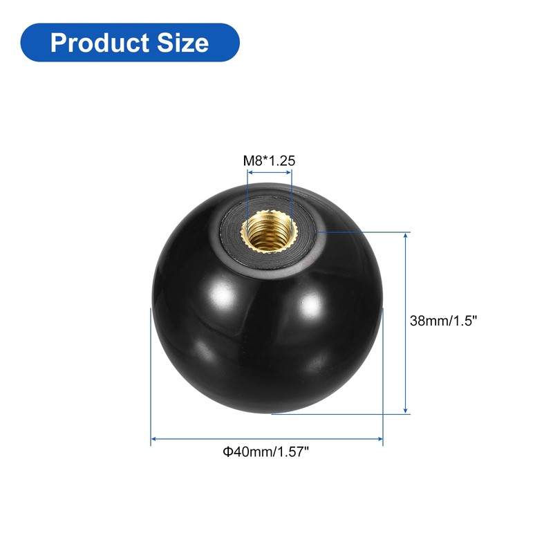 QUARKZMAN Threaded Ball Knobs, M8 Female Thread Duroplast Ball Knob