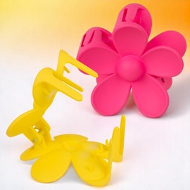 MIJOMA Haarklammern Blume 3er Set – große Haarspangen 7 cm – starke Kunststoff Haarclips für Damen & Mädchen – farbenfrohes Blumen-Design (Sunny Pop)