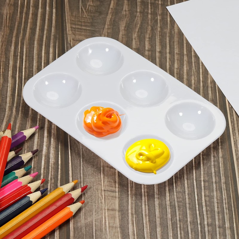 PATIKIL 6 Well Paint Tray Palette 3pcs Rectangle Plastic Painting