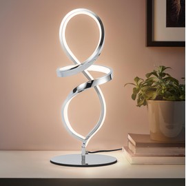 Mayful Modern Table Lamp with LED Spiral Design, Bedside Lamp with Stepless Dimming Switch, Contemporary Nightstand & Chrome Table Lamp for Bedroom, Living Room, Home Office, 12W 3200K Warm White