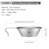 ATiAP Sierra Cup Titanium Camping Bowl 260ML with Fixed Handle
