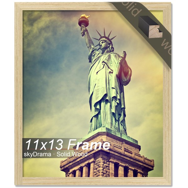 skyDrama 100% Solid Wood 11x13 Picture Frame, Natural Oak Frame