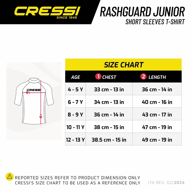 Cressi Junior Lycra Skin Short Sleeve Rash Guard UV Sun