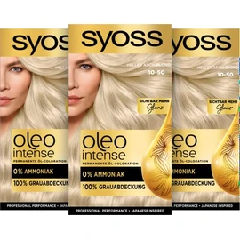 Syoss Oleo Intense Ãl-Coloration 10-50 Helles Asch-Blond Stufe 3 (3 x 115 ml), dauerhafte Haarfarbe mitÂ pflegendem Ãl, Coloration ohne Ammoniak
