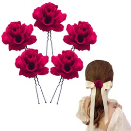 Samcos Hair Pin, U Pin, Rose, Flower Set, Set of 5, Wedding Hair Ornament, Bride/Hair Ornament, Flower Tiara, Kimono Accessory, Everyday Use, Weddings, Graduations, Coming-of-age Ceremonies, Recitals,