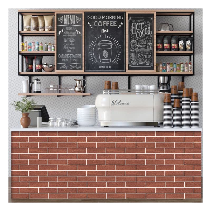 TORURAL 100 Red Faux Brick Wall Tiles, Inorganic Minerals, 3D