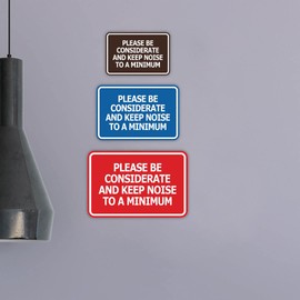 Signs ByLITA Classic Framed, Please Be Considerate and Keep Noise to a Minimum Sign (Brushed Silver) - Medium