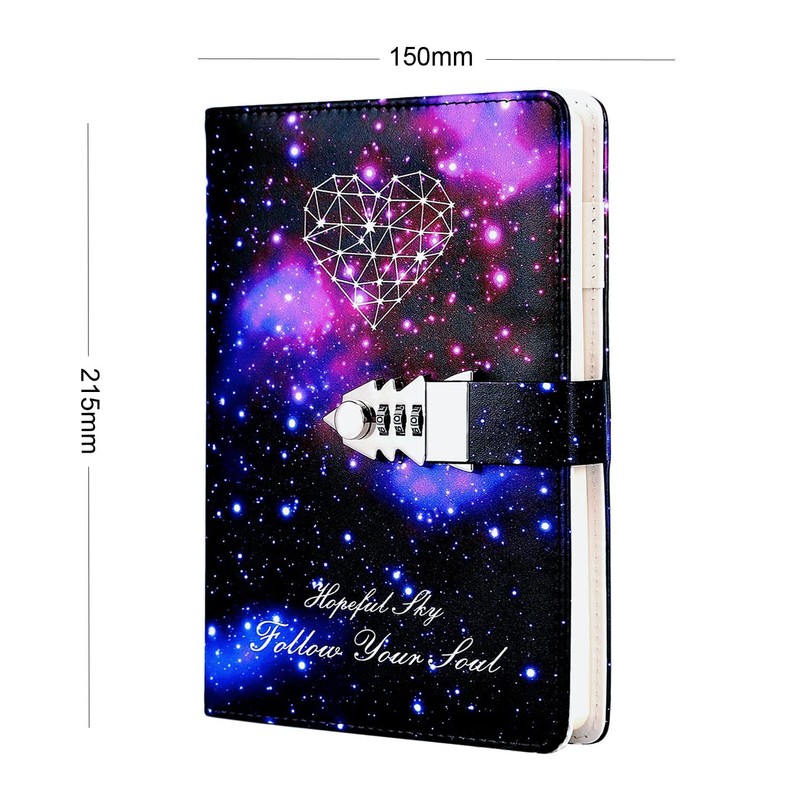 LinYesh Creative Leather Password Notebook, Galaxy Starry Sky Design Password