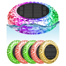 Solar Powered Floating Pool Lights, Waterproof Rechargeable Glow RGB Color Changing Light That Float for Inground, Above Ground Pools Lighting Accessories Wedding Party (Warm White & RGB, 6 Pack)