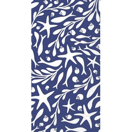 Ideal Home Range Tidepool Guest Towels - 32 Count | 2 Packages of 16CT Decorative Paper Napkins for Buffet Kitchen or Bathroom Fingertip Hand Towels, Navy Blue White