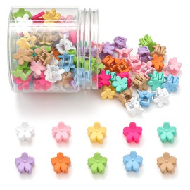 Tetizo Mini Flower Hair Clips, Baby Hair Clips Mini Claw Clips Cute Jaw Clips Hair Pins Hair Barrettes Toddler Hair Accessories for Women Girls Kids Teens 100Pcs Colorful