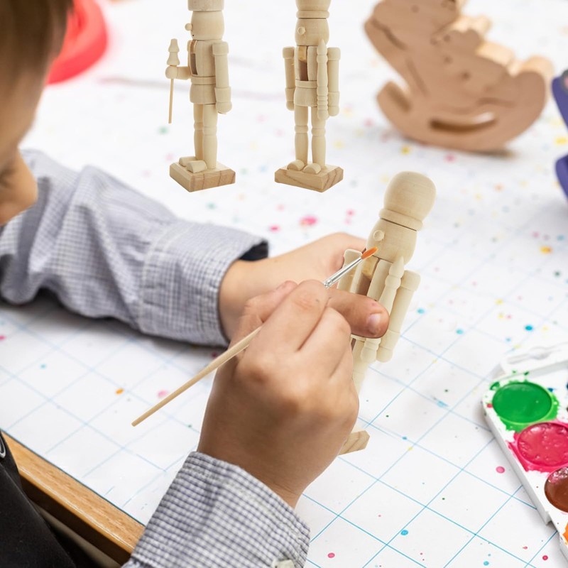 LOLYSIC 12 Pack Unpainted Nutcracker, Wooden Nutcracker Unfinished DIY Craft