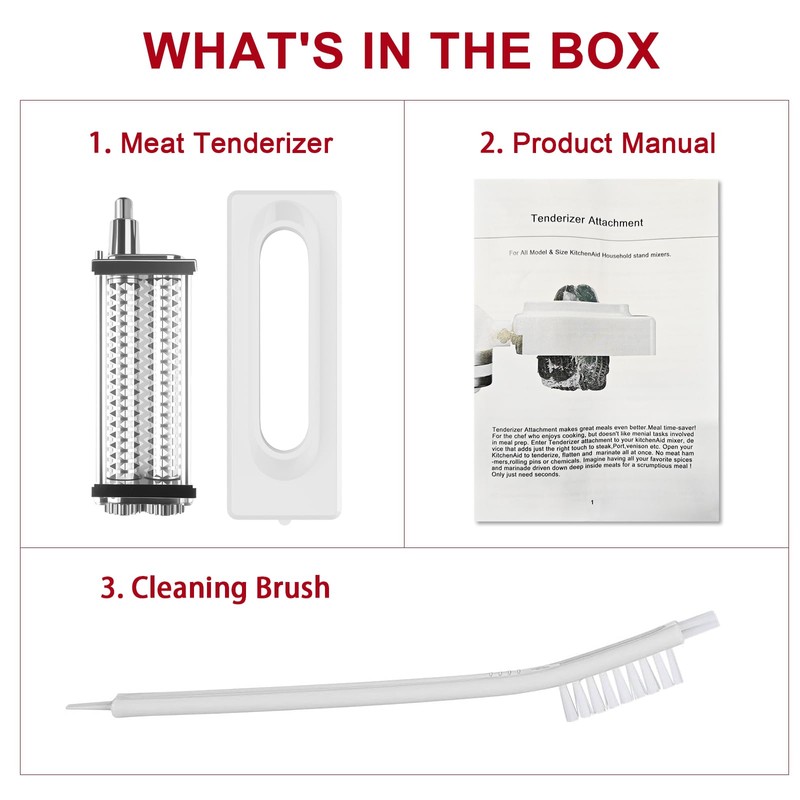 Professional Meat Tenderizer for KitchenAid Mixer, Meat Tenderizer Machine, Dishwasher-Safe