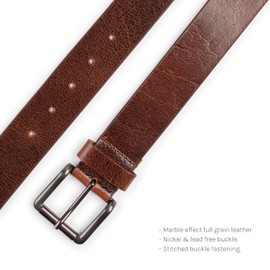 Charles Smith | Mid Brown | Men's Leather Belt | 100% Genuine Full Grain Leather | Hand-Crafted | Gift For Him | Size 48" | To Fit 46" Waist