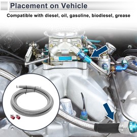 X AUTOHAUX an-8 Fuel Line Kit 6.52ft Vacuum Hose Automotive Fuel Hose with 2 Clamps 1 Set