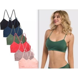 Sofra SECRET Popular 6 Sport Bras Top Yoga Activewear NO Padding Mesh Sides One SIZE BR0261S