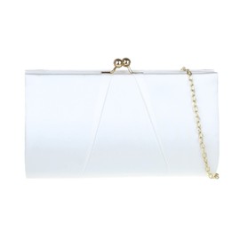 Girly Handbags Glitter plain clutch bag, White