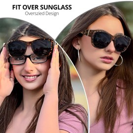 SIPHEW 2PCS Over Glasses Sunglasses Womens Polarised Fit Over Sunglasses for Women Ladies UV400 Protection