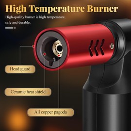 WANBRO 2 Stück Küchenbrenner, Flambierbrenner, verstellbare Jetflamme, Butangas nachfüllbar, winddichtes Jet feuerzeuge für Creme Brulee, BBQ, Backen, Löten (Kein Butangas)