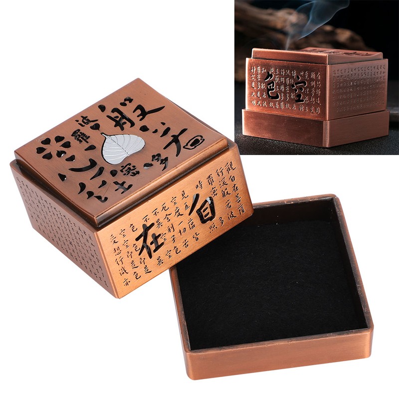 Incense Burner Zinc Alloy Metal Heart Sutra Disk Household Crafts