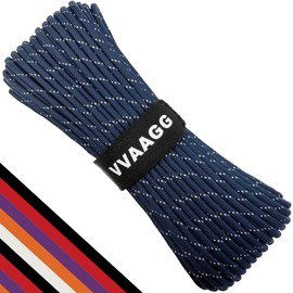 VVAAGG Reflective Paracord Rope 200FT, 7 Strand Nylon para Cord Lanyard Utility 550 Parachute Cord, 4mm Thin Tent Rope for Outdoor Camping Hiking (DKBlue 200FT)