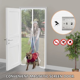 CWEEN CLU Magnetic Fly Screen Door, 140 x 220 cm, Polyvinyl Chloride, White