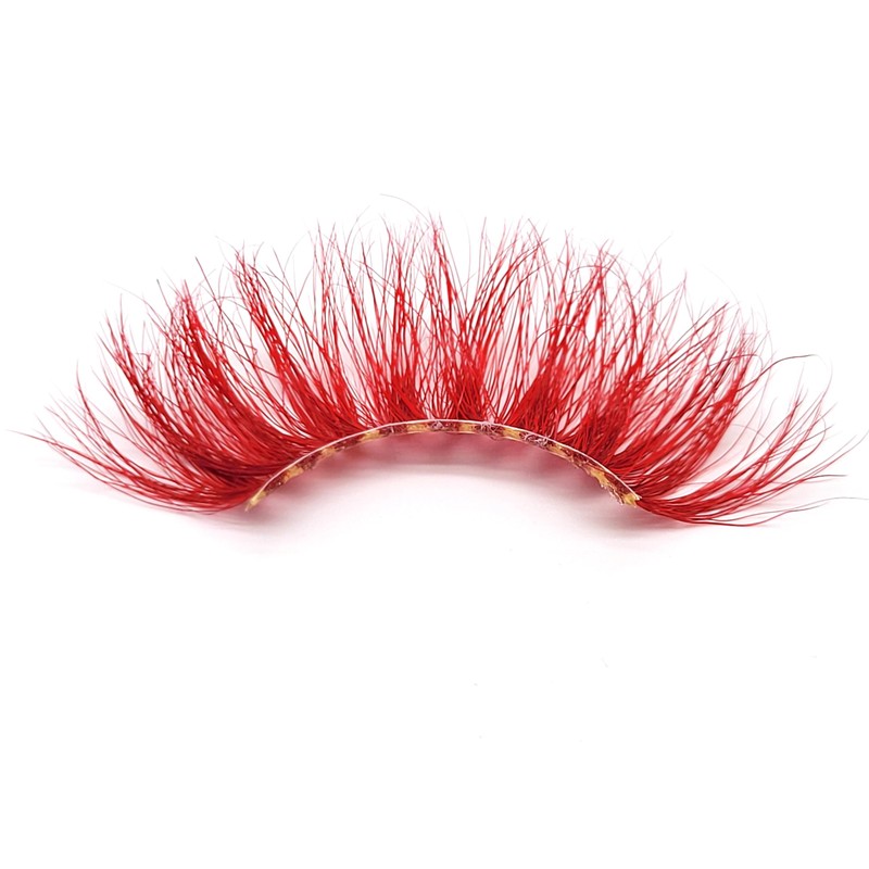 Super Long 27mm Colored Eyelashes 3D Real Mink Red Lashes