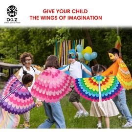 D.Q.Z Bird-Wings-Costume for Kids Dress Up, Felt Feathered Owl Parrot Chicken Animal Role Play Costume, Gift for Girl Boys (Owl 1)