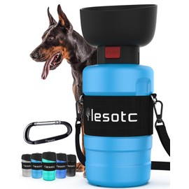 lesotc Dog Water Bottle, Portable Water Dispenser with Water Bowl, Leak Proof Pet Travel Squeeze Bottle, Puppy Essentials Dog Stuff Accessories for Outdoor Walking, Hiking, Camping Doggie Gift