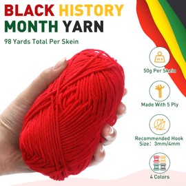 Threlaco 12 Pcs Skeins Yarn Red Yellow Green Black Cotton Yarn Milk Yarn Kwanzaa Party Favor DIY Crafts Gift African American Party Decoration for Freedom Day Black History Month Party Supplies