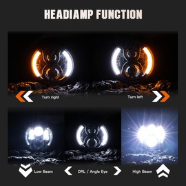 LEDOPPO 7 Inch LED Motorcycle Headlight Round with Housing Bucket Turn Signal DRL Hi/Low Beam Headlight for Harley Honda Suzuki Yamaha Kawasaki Cafe Racer Chopper Bobber Motorcycle