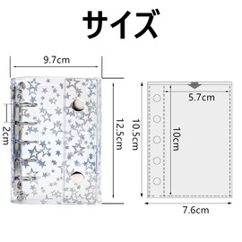 Clear Binder M5 Sealing Notebook, Cute Sticker Notebook, Refillable, Includes 10 Loose Leaf Sheets (Star Pattern)