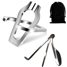 VOVCIG - Juego de limpiador de pipa y soporte de pipa de tabaco -3 en 1 herramienta de limpieza de acero, soportes de pipa para tubos de fumar (2 unidades, plata)