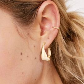 Gold Hoop Earrings for Women 14K Gold Plated Chunky Lightweight Hoops Earrings for Women