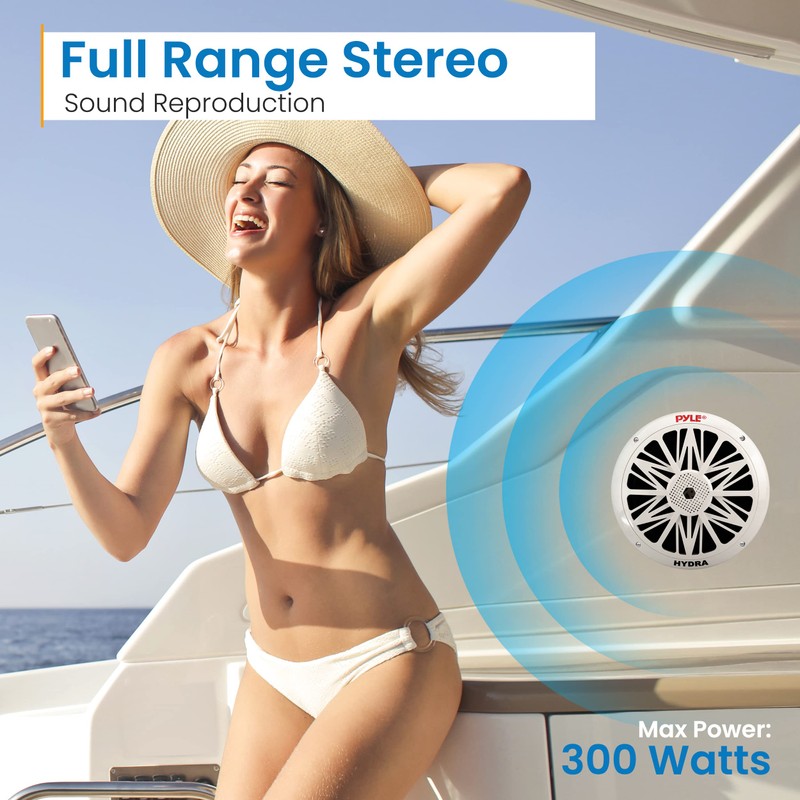 Pyle Marine Speakers, Waterproof, Weather Resistant, 8 Inch Dual, 10