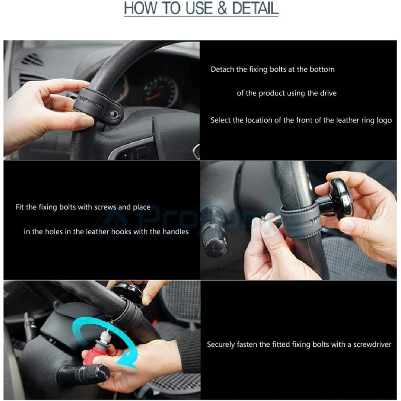 APROFAMILY Leather Steering Wheel Power Knob Luxury Vehicle Spinner