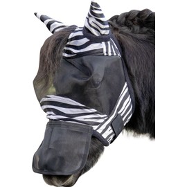 HKM Zebra - Maschera per mosca con nasello rimovibile, taglia pony Shetland
