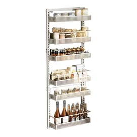 dainslef Adjustable Over The Door Organizer, 6-Tier Metal Hanging Door Organizer, Metal Hanging Spice Rack Shelves Door Wall Mounted Shelf for Pantry Laundry Organization and Storage