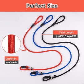 Dog Slip Leads Leash, 4.5FT Durable Puppy Rope Leashes Collar Nylon Dog Training Walking Lead Leashes for Small Medium Dogs (Red)