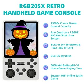 Blorkbuy RGB20SX Retro Handheld Game Console Portable Retro Video Console with 4.0 Inch IPS 720*720 HD Screen 5000mAh Battery Retro Portable Gaming Console (White)