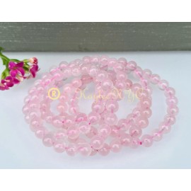 Quartz Wholesale 6 Pcs Natural Rose Quartz 8mm 7.5” Crystal Healing Stretch Bracelet